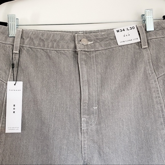 NWT Topshop Gray MOM Jeans - Picture 3 of 10